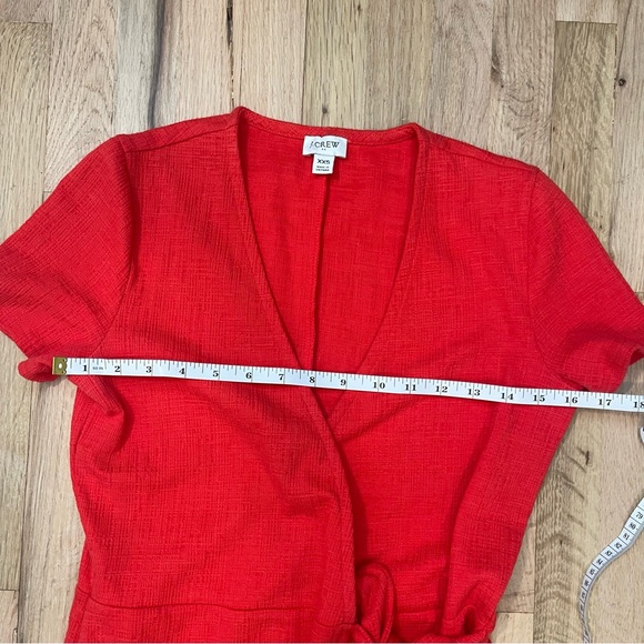 J.Crew Red Knit Wrap Dress XXS Textured Short Sleeve Cotton Blend - Picture 5 of 7